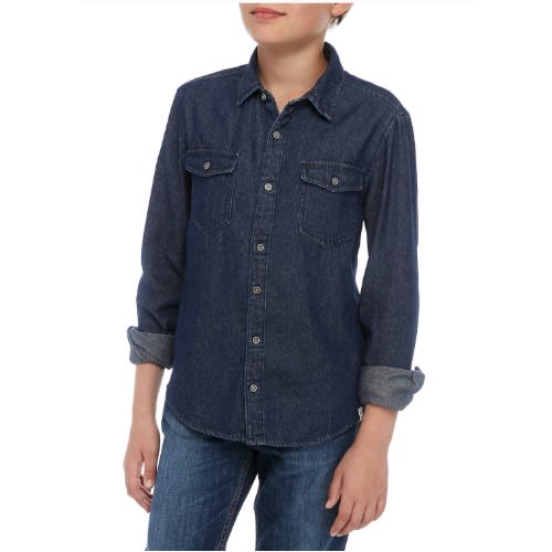 Boys Long Sleeve  Chambray Denim Jeans Shirt By True Craft