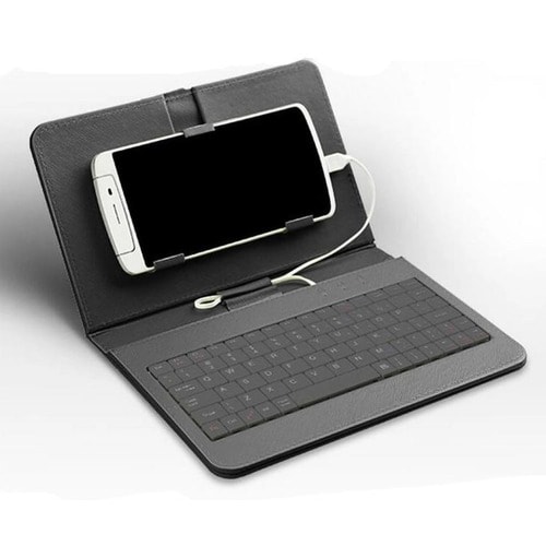 Keyboard With Portfolio Flip Leather Wired Keyboard Flip Case  For Android Mobile Phone 4.8-6.0