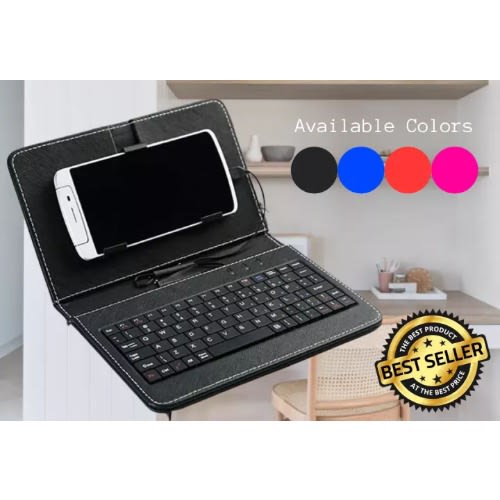 Keyboard With Portfolio Flip Leather Wired Keyboard Flip Case  For Android Mobile Phone 4.8-6.0