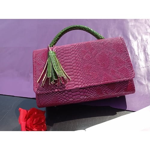 Pink And Lemon Green Ladies Bag