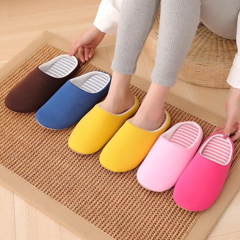 Mntrerm Men Casual Shoes Home Indoor Slippers Striped Soft Plush Male House Bedroom Slippers Warm Winter Cotton Slippers Shoes