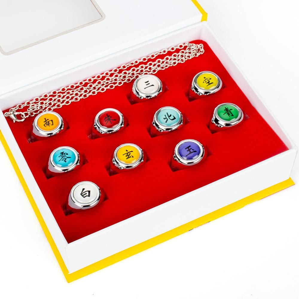 Anime peripheral Akatsuki Uchi Itachi ninja ring cosplay props jewelry set wholesale Ring box (with words)