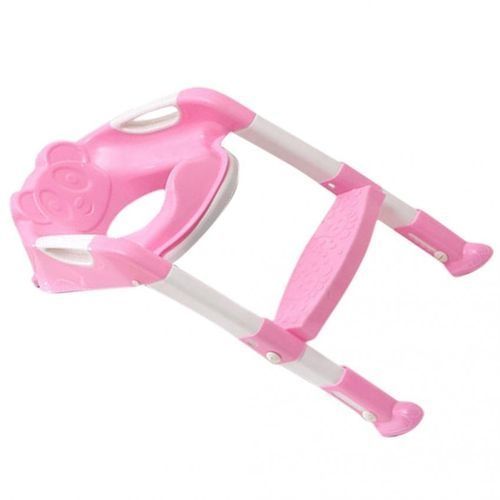 Baby Foldable Toddler Kids Potty Training Chair Toilet Ladder Seat Step Pink