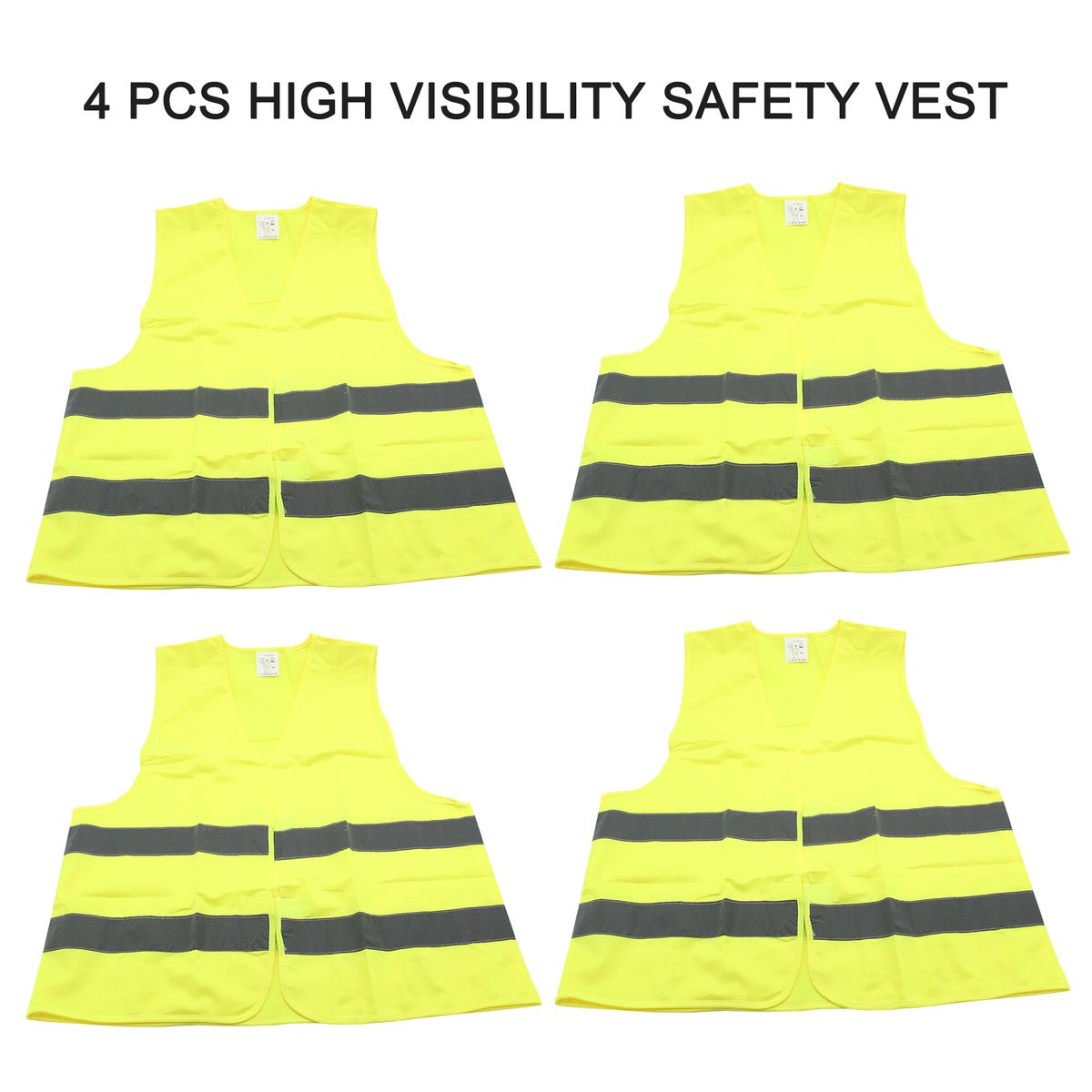 4 Pcs High Visibility Safety Vest Car EN471 Reflective Vest