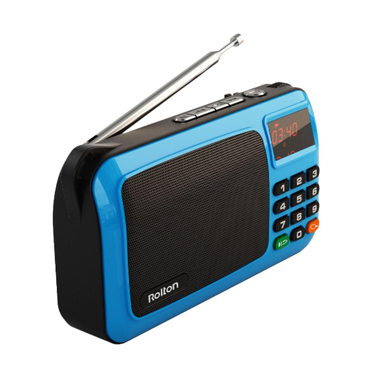 FM Radio MP3 With LED Display Emergency Flashlight  Blue