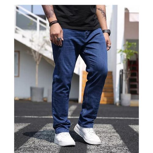 Trendy Men's Relaxed Straight Fit  Denim Jean-blue