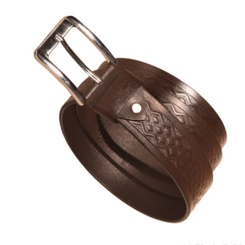 Pattern Leather Belt - Brown