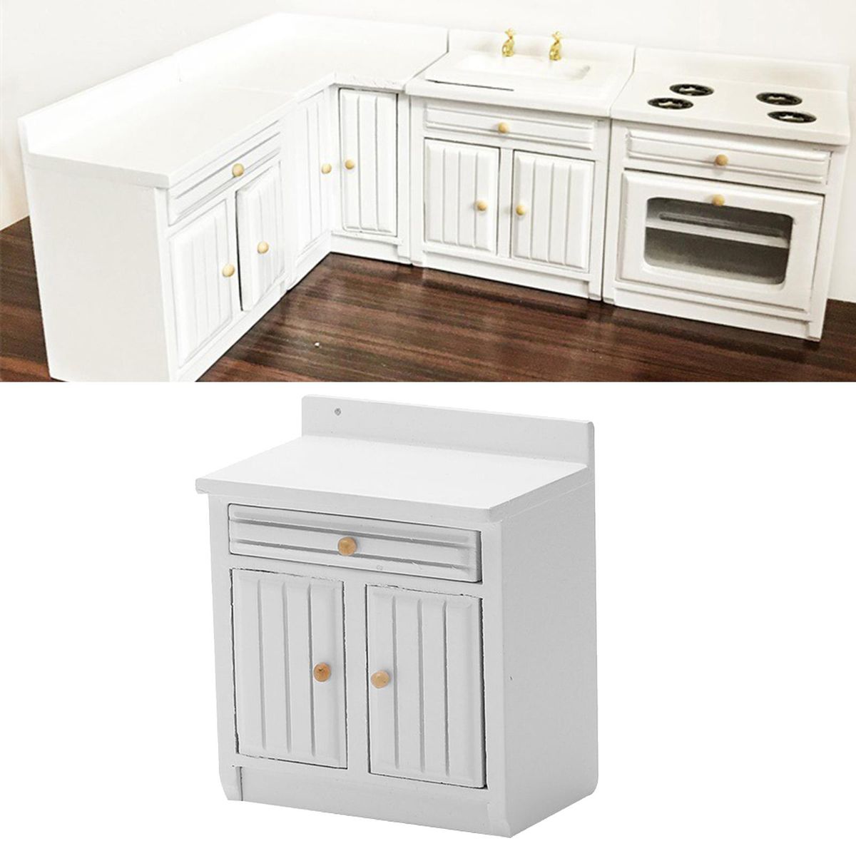 1/12Scale Dollhouse Miniatures Kitchen Furniture Wood Cabinet Cupboard