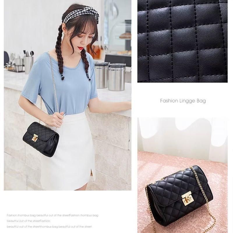Women Crossbody Bag Leather Shoulder Bag For Ladies Chain Handbags Black