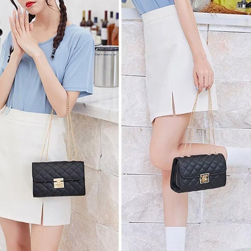 Women Crossbody Bag Leather Shoulder Bag For Ladies Chain Handbags Black