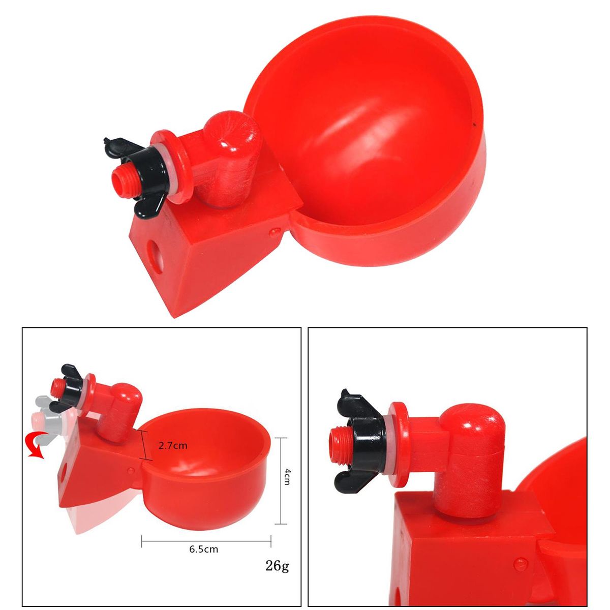 Poultry Chicken Automatic Watering Cups Farm Dispenser Waterer Red 1pc