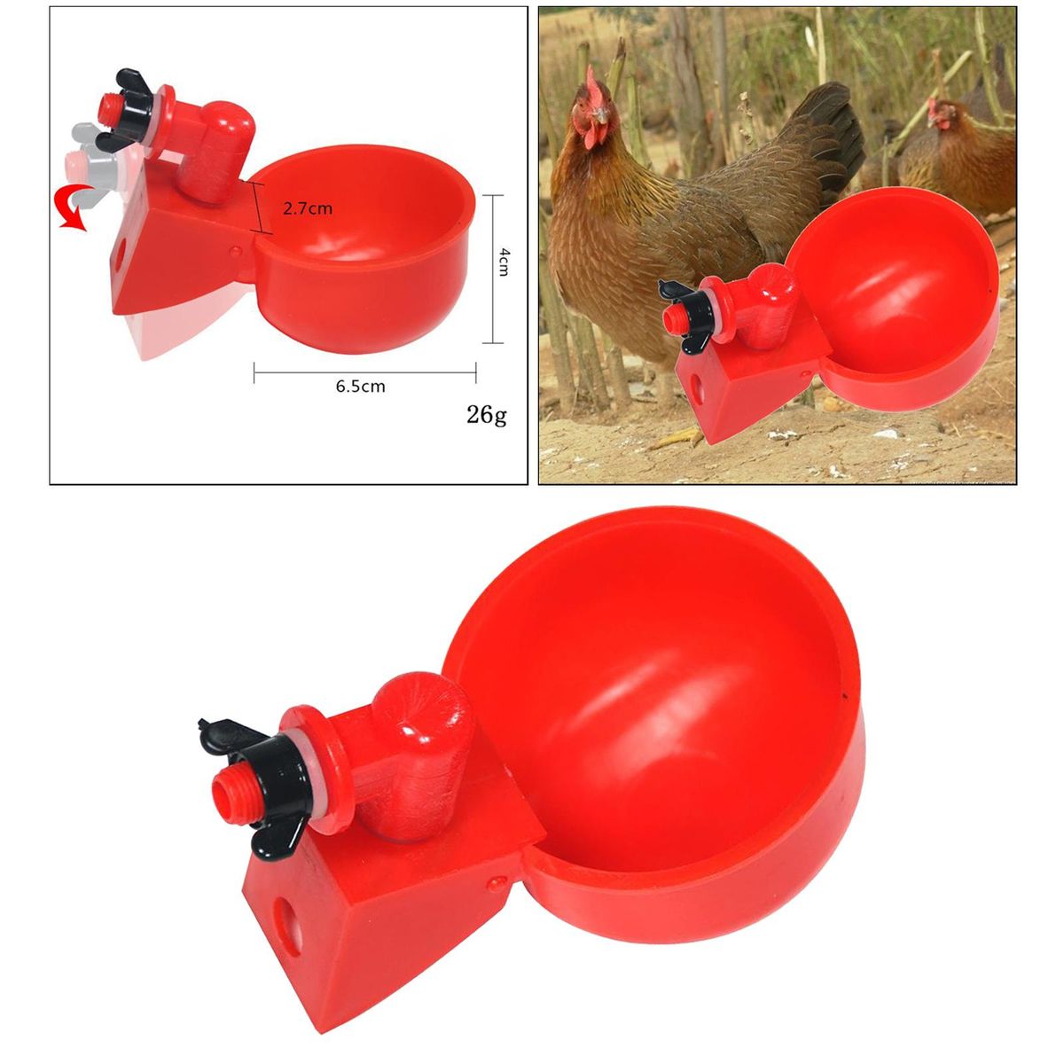 Poultry Chicken Automatic Watering Cups Farm Dispenser Waterer Red 1pc