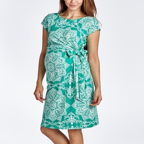 Maternity Cap-Sleeve Dress – Mint Green