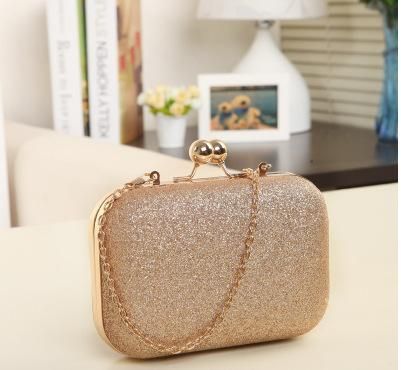 2018 Korean version of the new women's chain bag fluorescent sequins evening bag mini shoulder messenger evening bag trendy women Gold