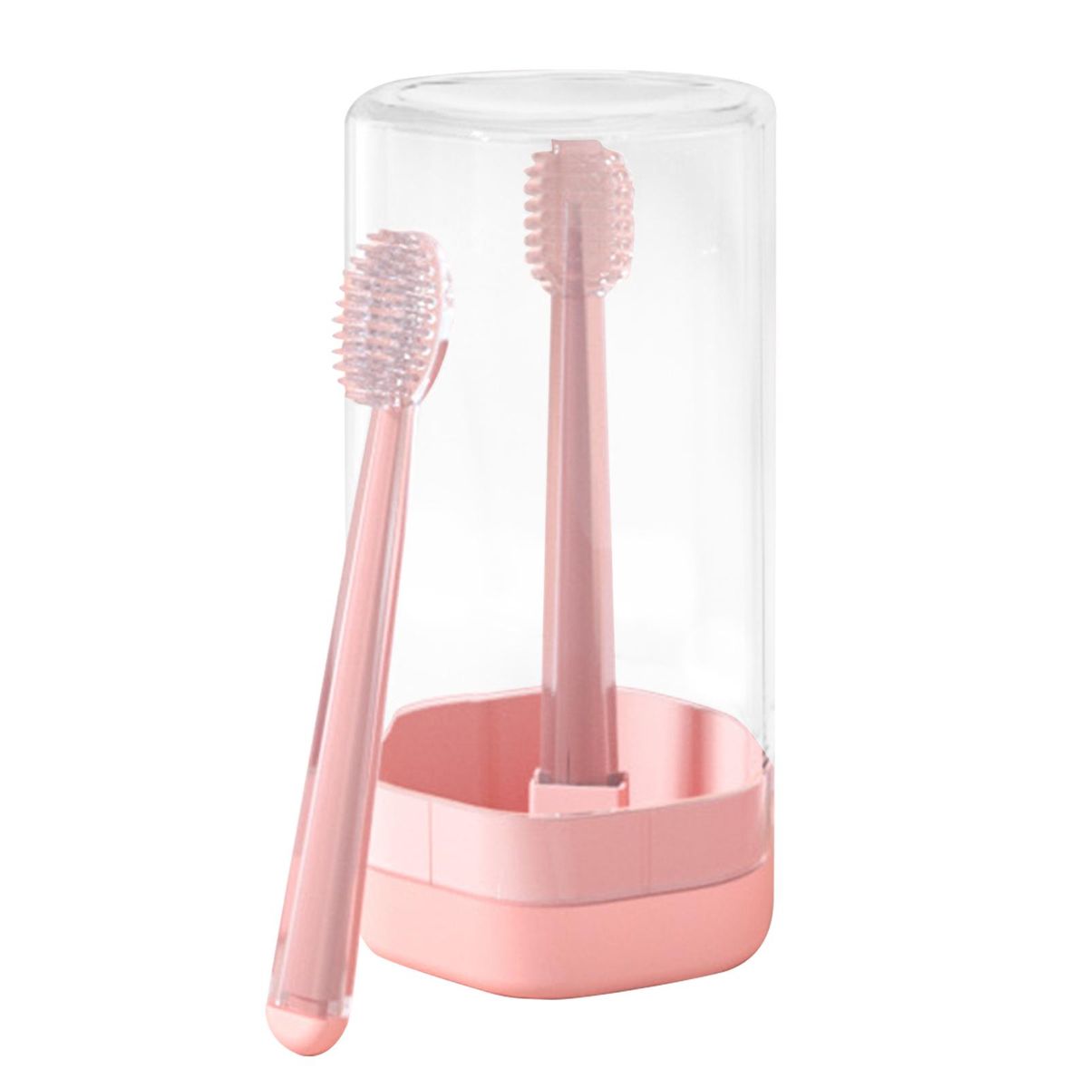 Baby Toothbrush Set Toddler Oral Cleaner Tongue Scraper For 6 To Pink