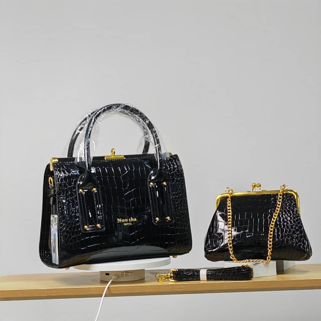 2 In 1 Crocodile Design Leather Handbag, Red