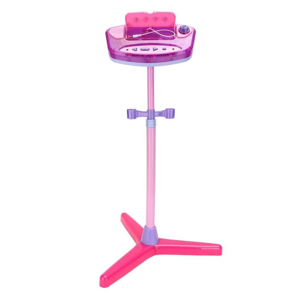New Kids Music Play Toys Set Adjustable Stand With 2 Microphones Karaoke Machine Pink