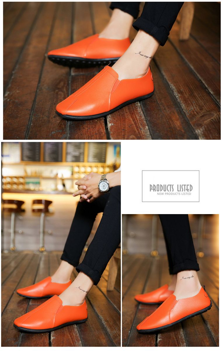 2 Pieces （Black+Brown）Men Stitching Pu Leather Casual Loafers Flat Sole Shoe