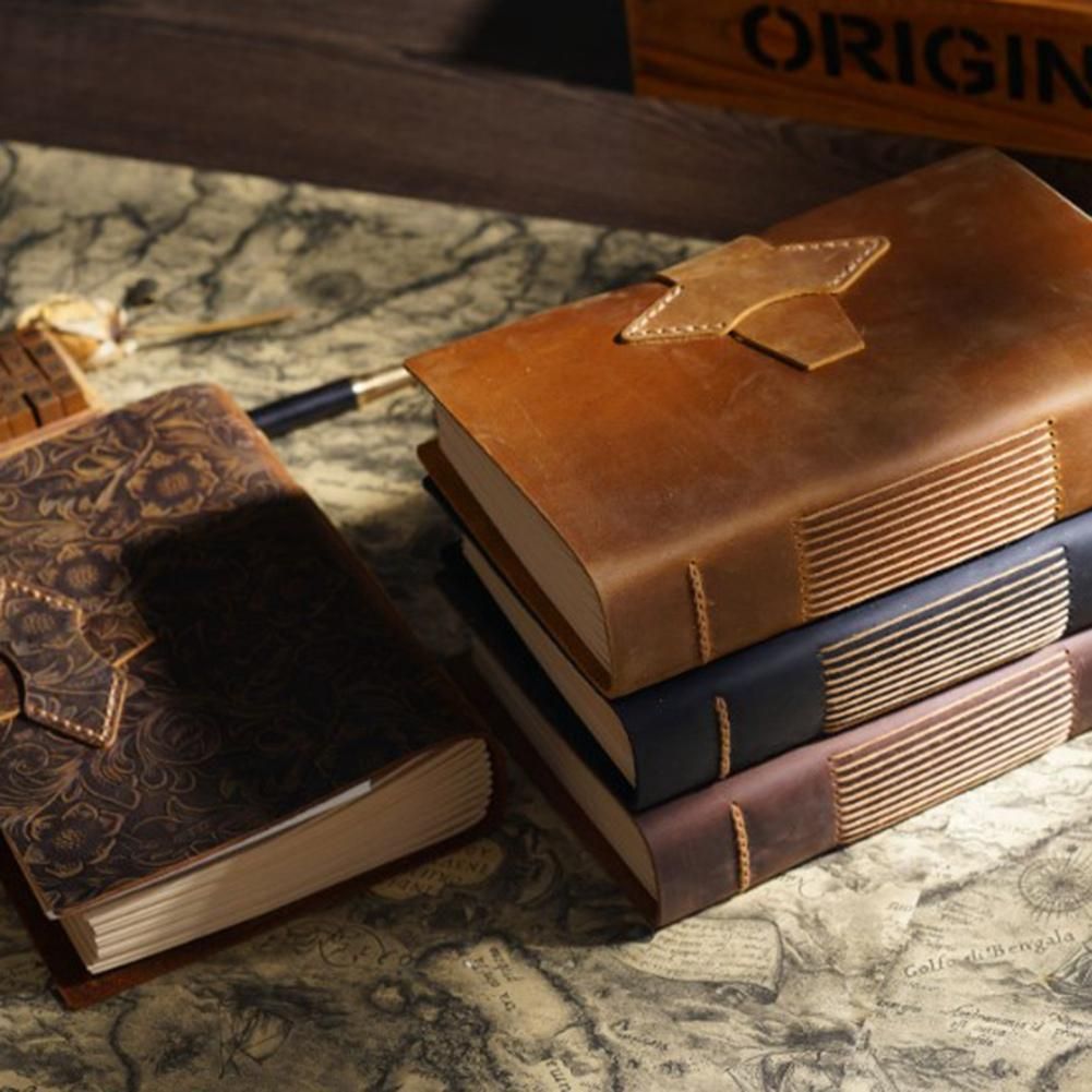 A5 Black Retro First Layer Cowhide Handmade Notebook A5 Kraft Paper Diary Creative Retro Notepad Sketchbook