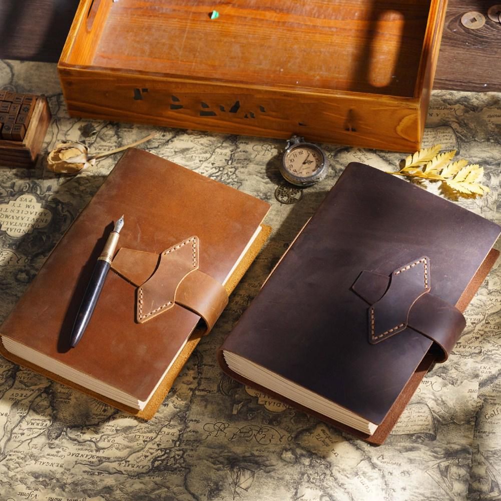 A5 Black Retro First Layer Cowhide Handmade Notebook A5 Kraft Paper Diary Creative Retro Notepad Sketchbook