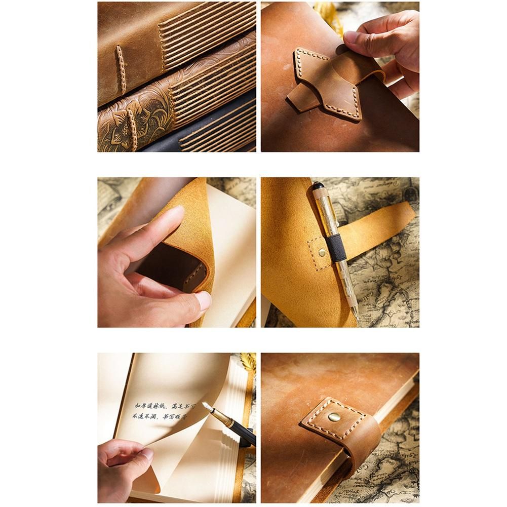 A5 Black Retro First Layer Cowhide Handmade Notebook A5 Kraft Paper Diary Creative Retro Notepad Sketchbook