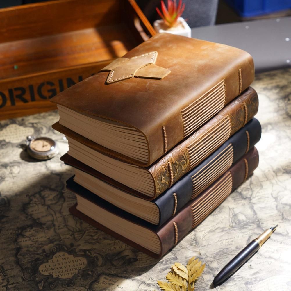 A5 Black Retro First Layer Cowhide Handmade Notebook A5 Kraft Paper Diary Creative Retro Notepad Sketchbook
