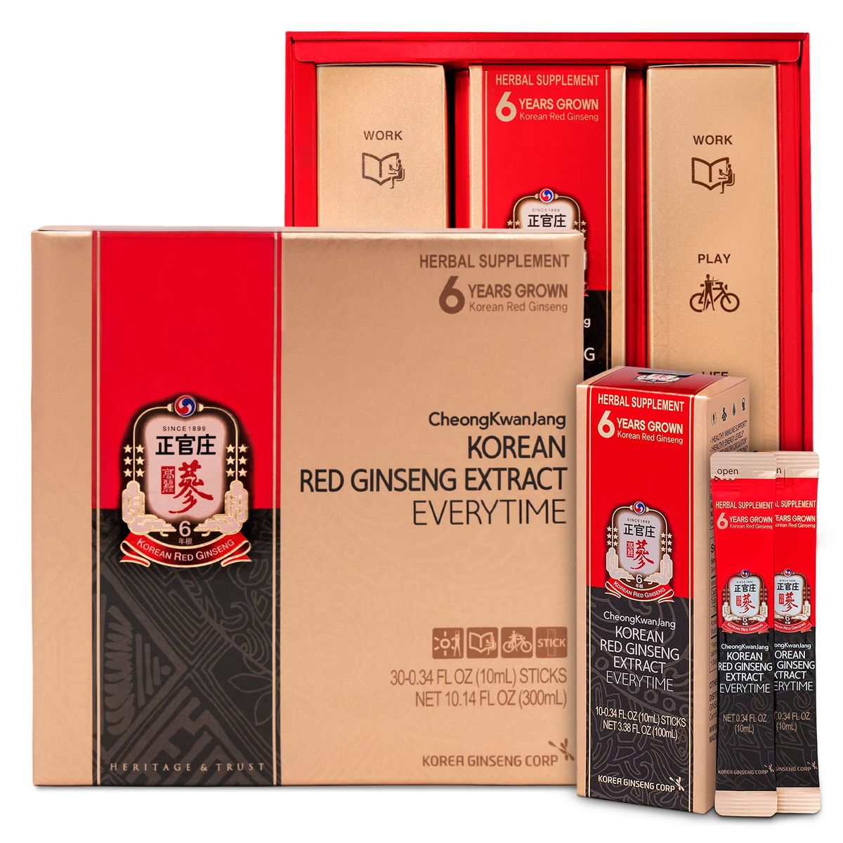 100% Korean Ginseng Extract Liquid Portable Sticks 3000mg]