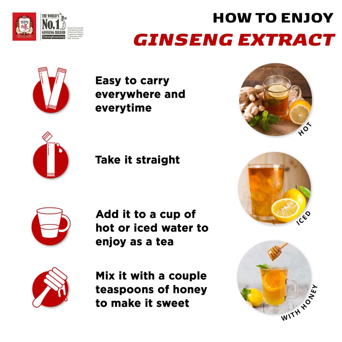 100% Korean Ginseng Extract Liquid Portable Sticks 3000mg]