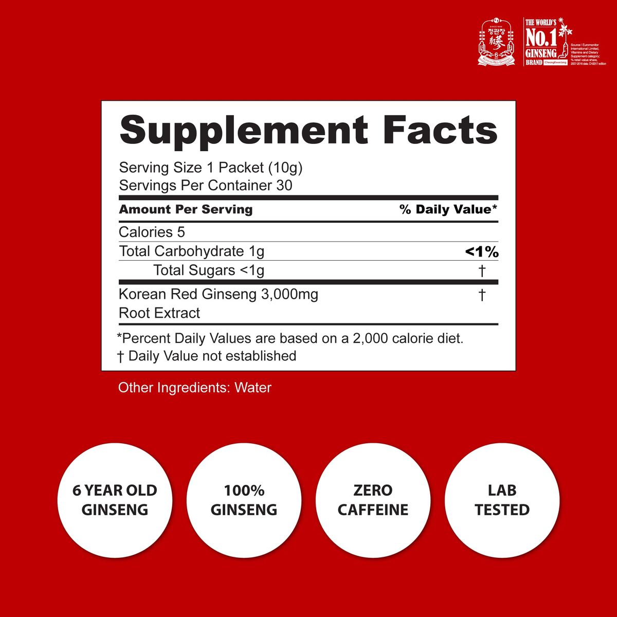100% Korean Ginseng Extract Liquid Portable Sticks 3000mg]