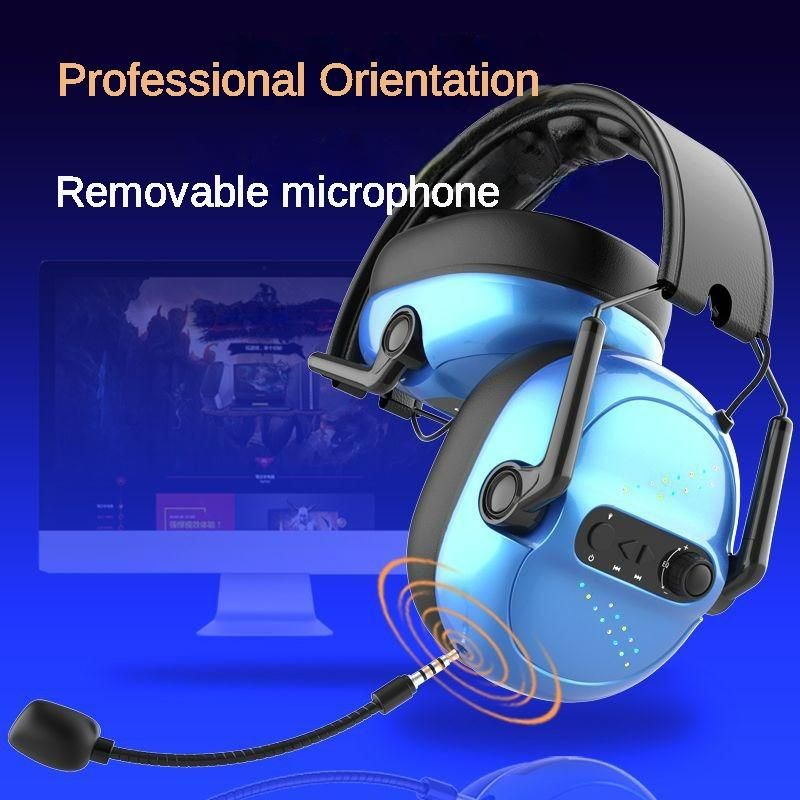 Wireless gaming headset with detachable microphone, 2.4GHz and Bluetooth 5.0 dual connection modes, foldable ear cups, black