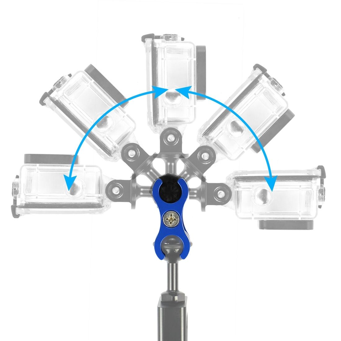 PULUZ Dual Ball Clamp Open Hole Diving Camera Bracket CNC Aluminum Spring Flashlight Clamp For Diving Underwater Photography System(Blue)
