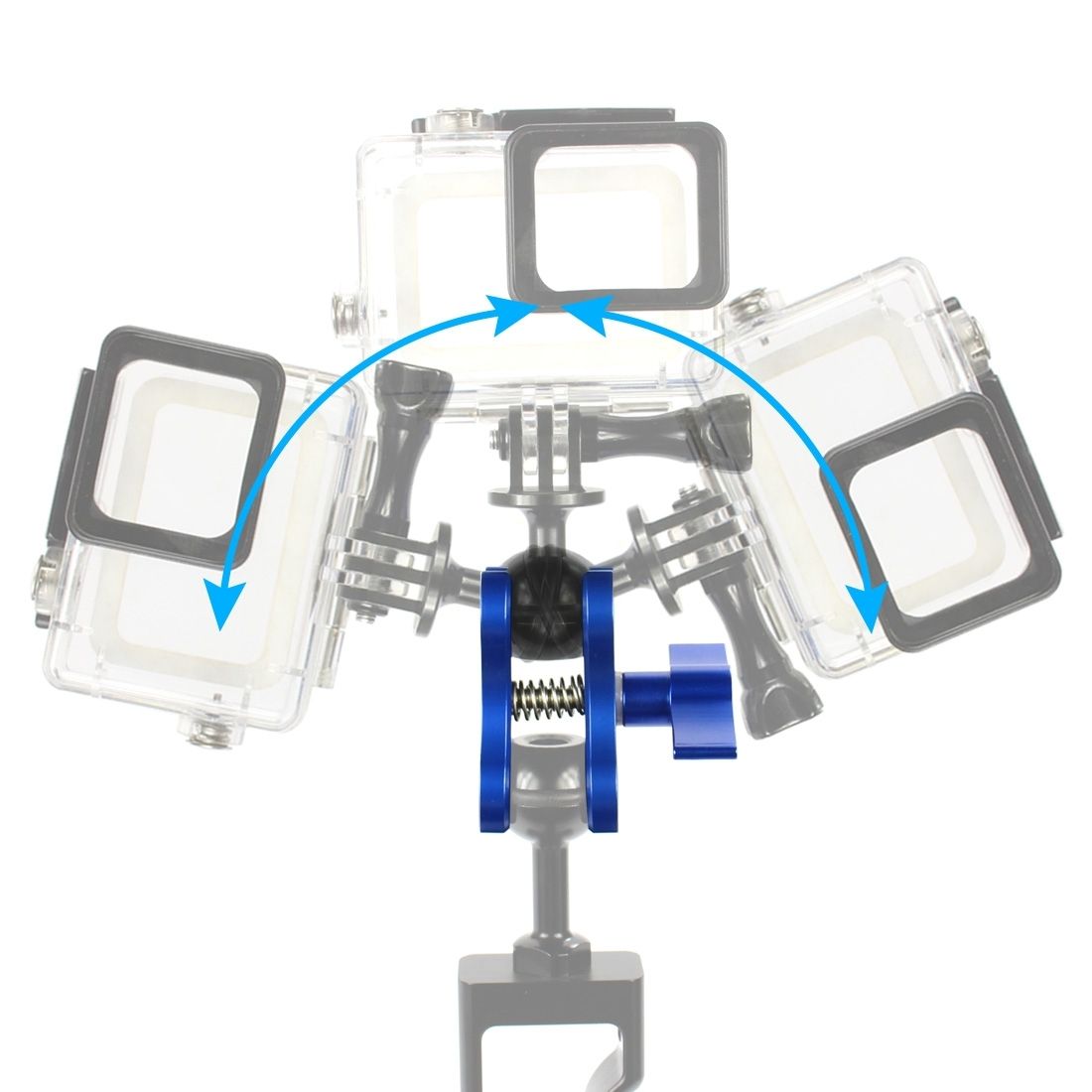PULUZ Dual Ball Clamp Open Hole Diving Camera Bracket CNC Aluminum Spring Flashlight Clamp For Diving Underwater Photography System(Blue)