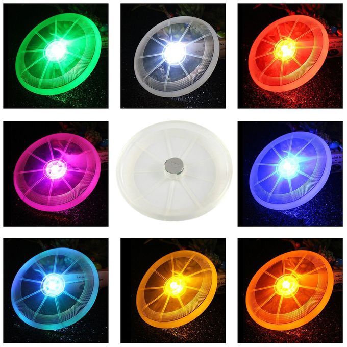 Luminous Flying Dis  Flashing PU Material Round Pet Dog  At Training Toy-random