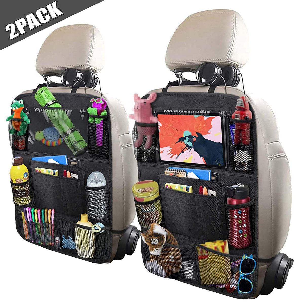 2 Pack Of Car Backseat Organizer Car Kick Mats For Kids Back