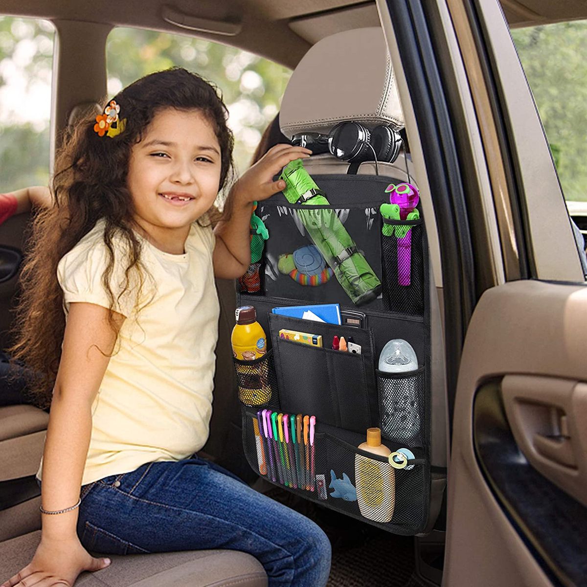 2 Pack Of Car Backseat Organizer Car Kick Mats For Kids Back