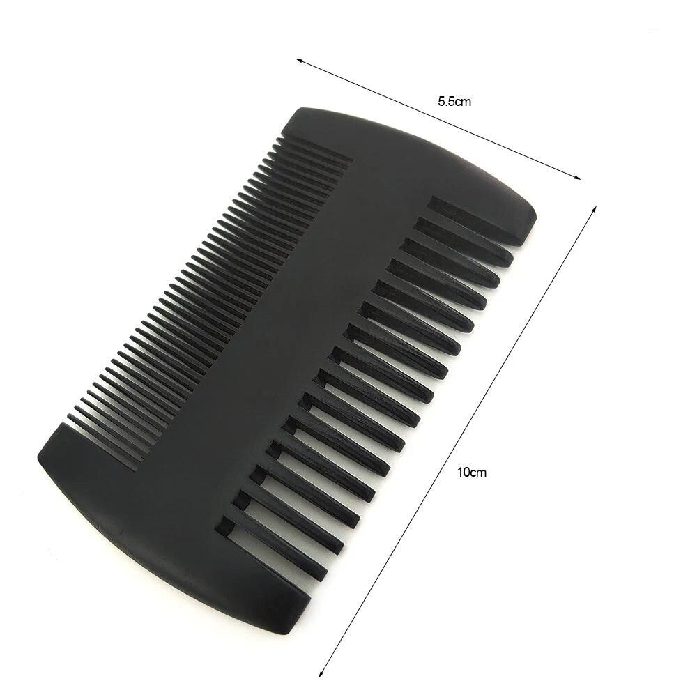 Wood Beard Kit Beard Brush Set Double-Sided Styling Comb Repair Modeling Cleaning Care Kit for Men