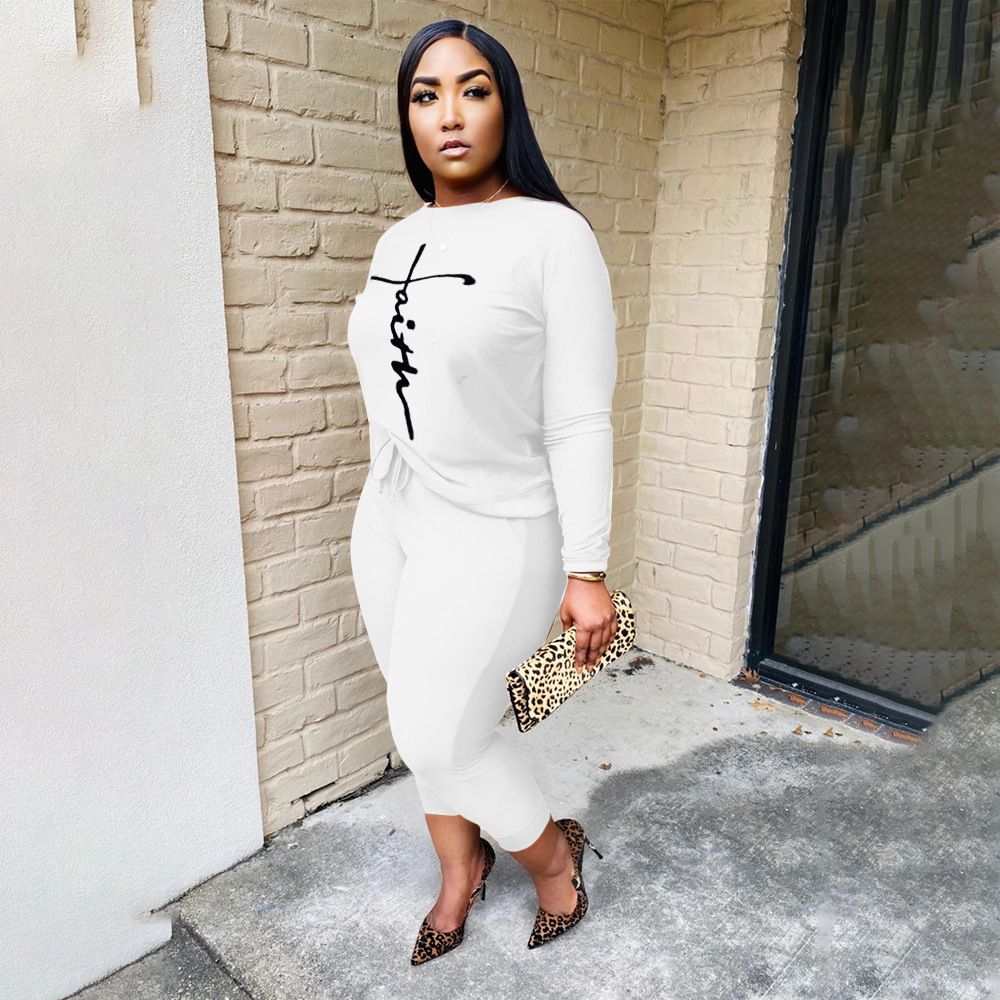 Casual Two Piece Sets Women's Tracksuits Set Fashion Letter Print Plus Size