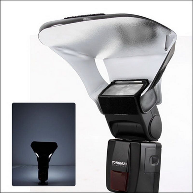 Universal FB-10X Camera Top Flash Light Speedlite Bounce Focus Flash Diffuser With 3 PCS Removable Color Light Reflector(Black)