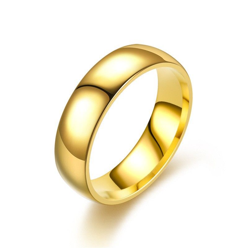 Smooth Stainless Steel Couple Rings Simple 6MM Women Men Jewelry Engagement Gifts