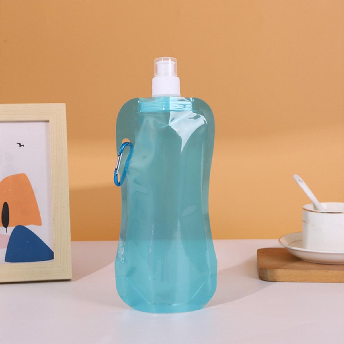480ml Collapsible Water Bottle Portable Leak-proof for Outdoor Light Blue