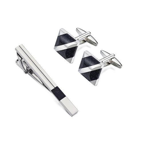 Cufflinks For Mens Blue Sandstone Tie Clips Cuff Links Set /Father's Day/Lover/Friends/Wedding/Anniversaries Gift