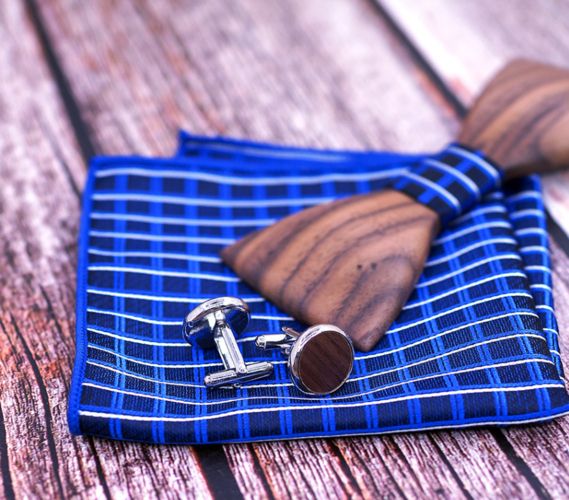 Engraving Wooden Bow Ties Handmade Butterfly Men Ties Wood Bowtie Gravata Cufflink Handkerchief Set Wooden Box