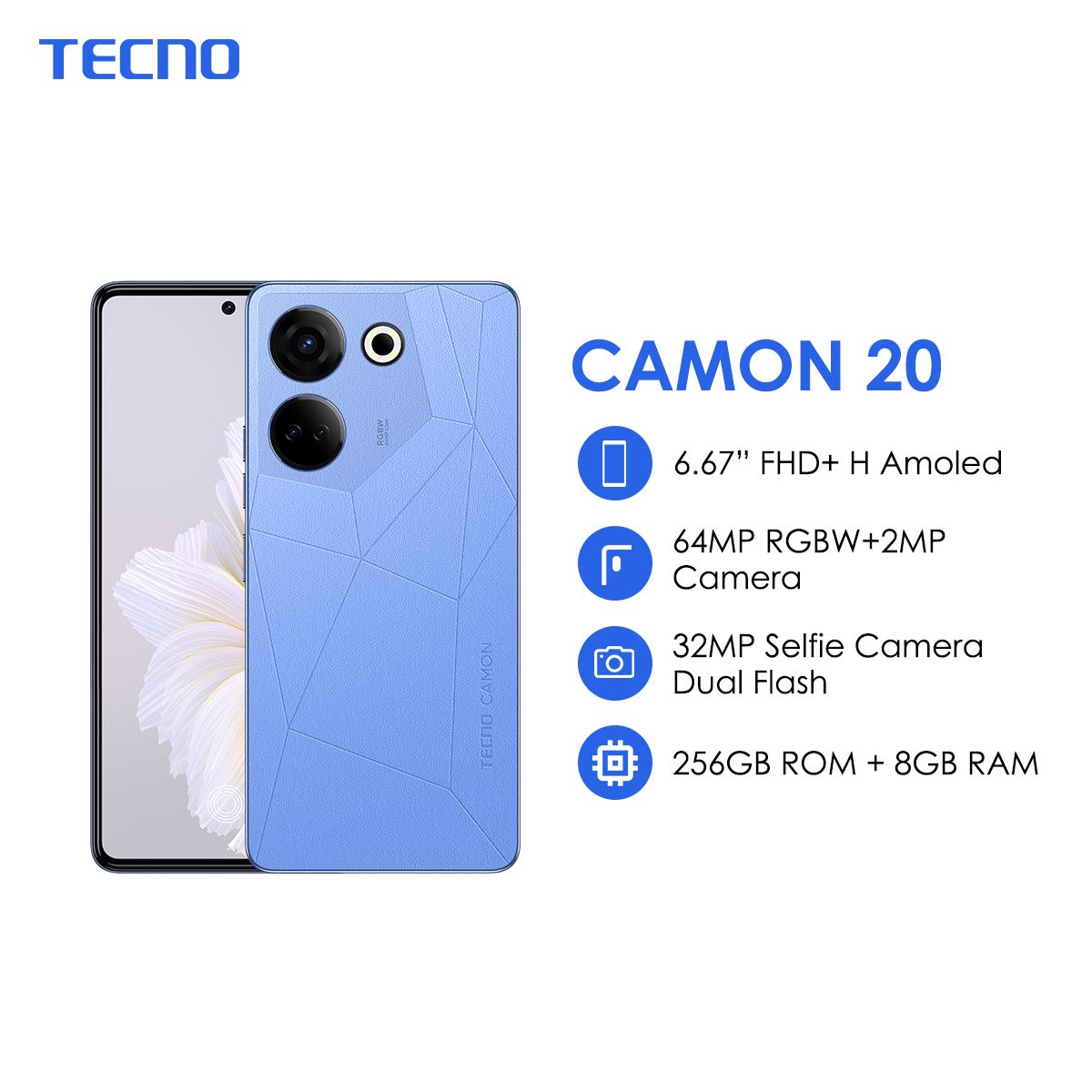 Camon 20 6.67" 8GB RAM/256GB ROM Android 13 -  Blue