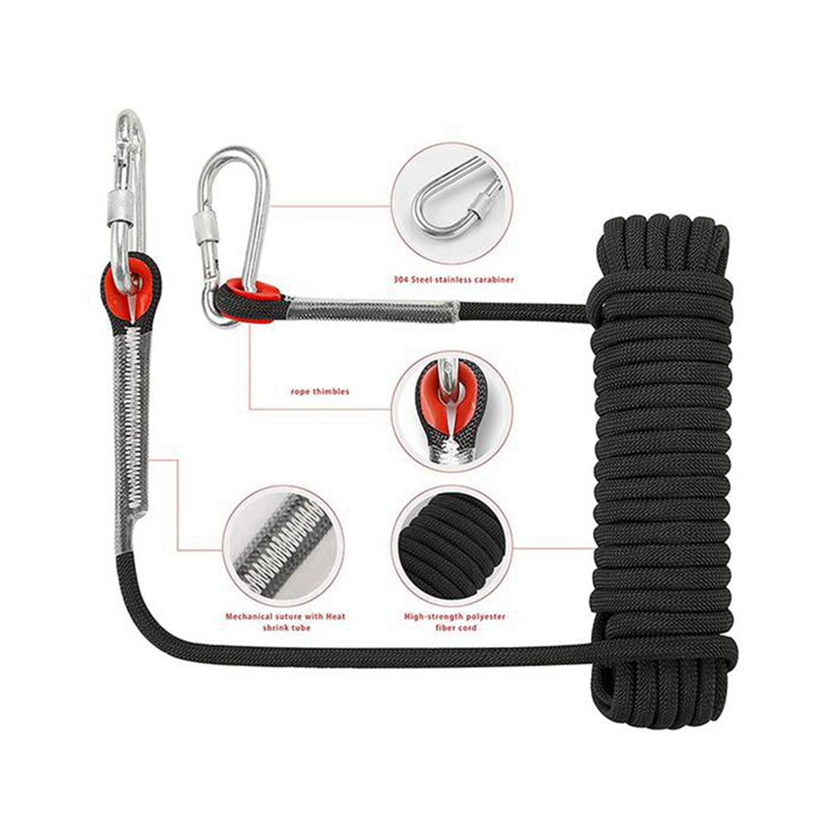 15M Outdoor Climbing Rope Diameter 10Mm Outdoor Hiking Accessories