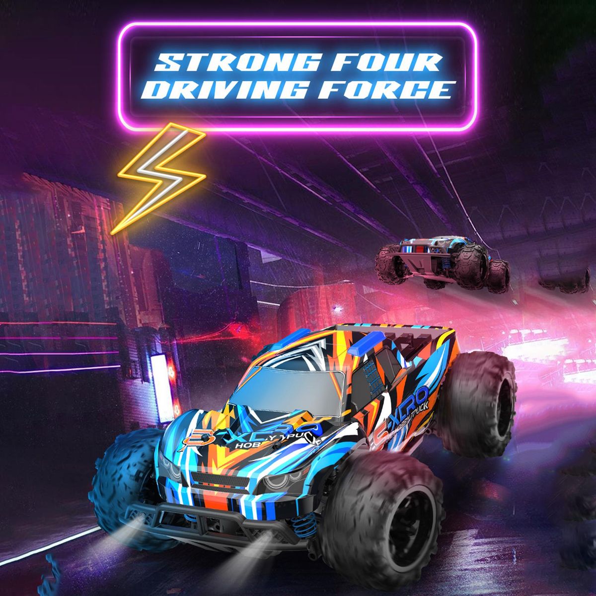 Remote Control Car, 1:22 Full Scale 2.4GHz Remote Control Pickup Truck for Kids Boys 30KM/H 4-Wheel-Drive High-Speed Car with 3 Battery