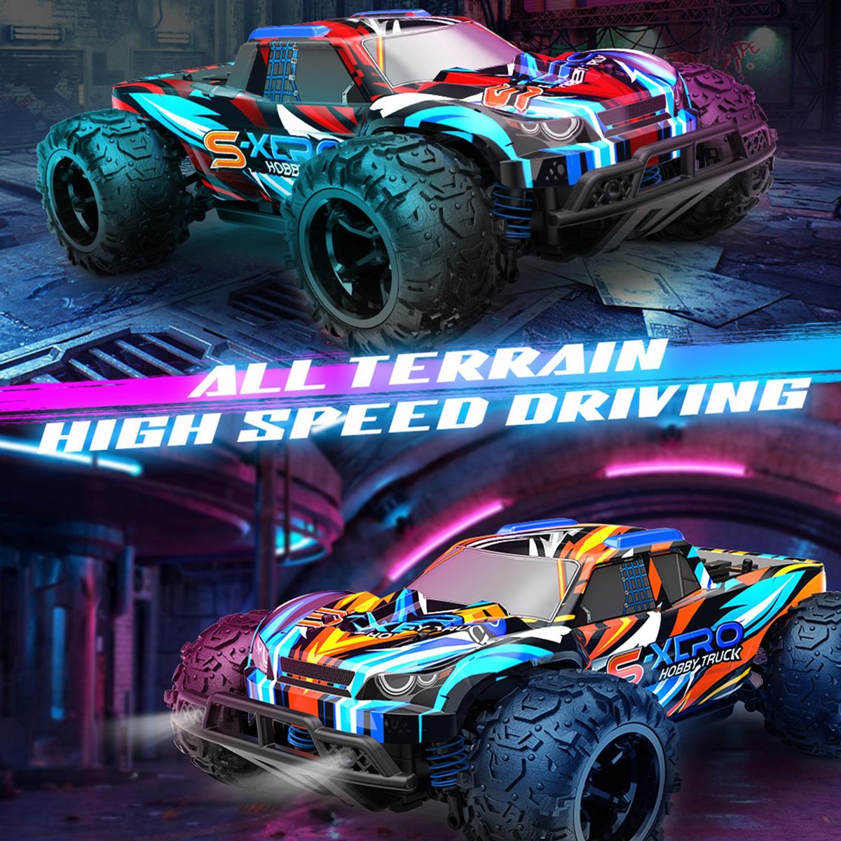 Remote Control Car, 1:22 Full Scale 2.4GHz Remote Control Pickup Truck for Kids Boys 30KM/H 4-Wheel-Drive High-Speed Car with 3 Battery