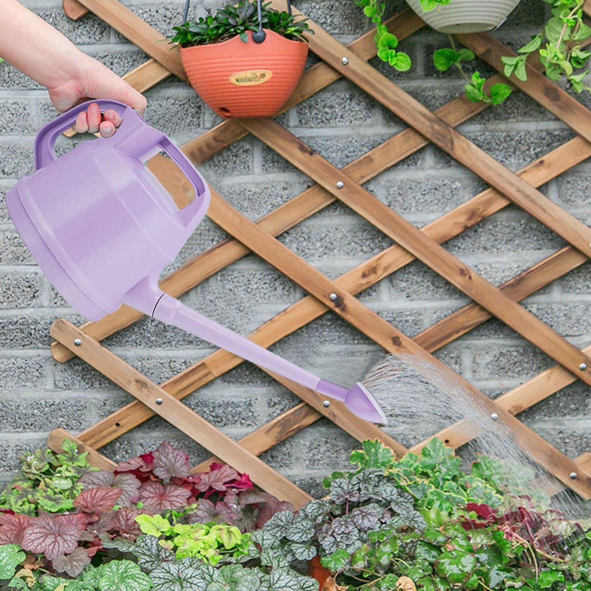 Indoor Plant Watering Pot with Detachable Long Spout 4.5l Ergonomic Purple