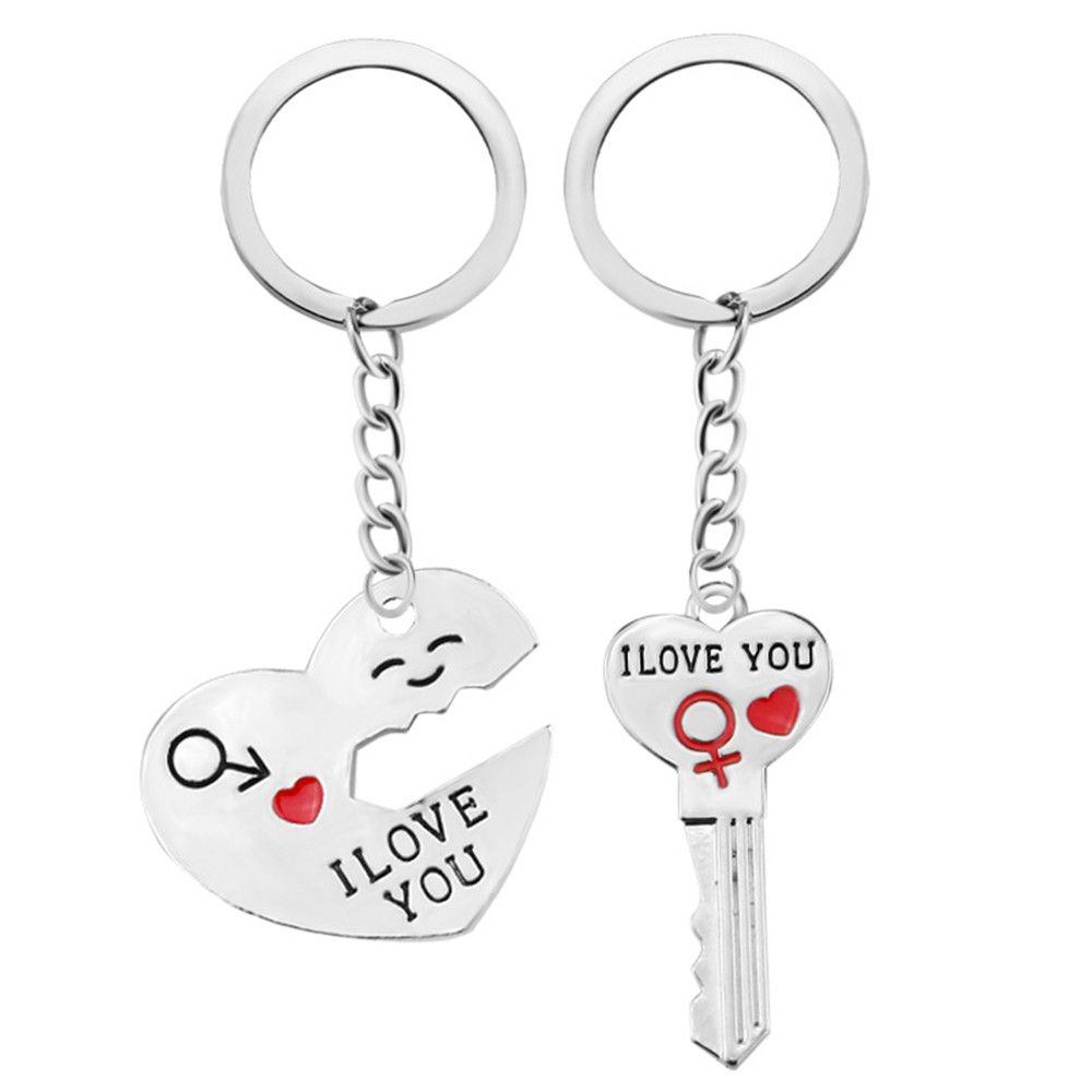 Romantic Couple Keychain Keyring Keyfob Valentine's Day Lover Gift Heart Key Set