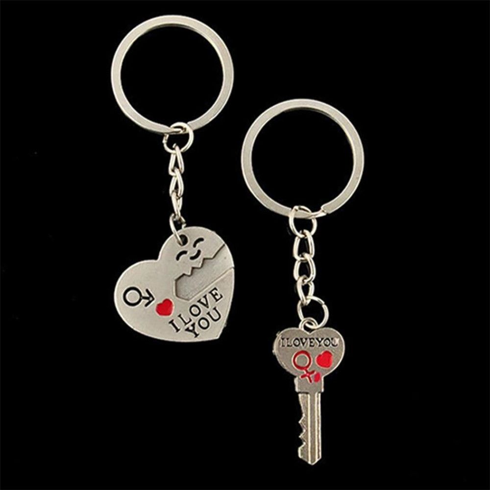 Romantic Couple Keychain Keyring Keyfob Valentine's Day Lover Gift Heart Key Set
