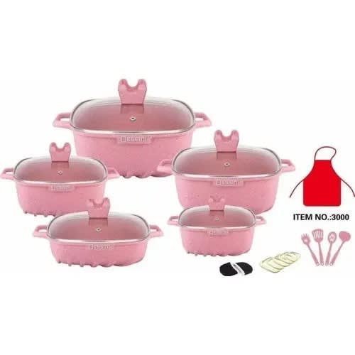 Non Stick Pot - 22 Pieces - Pink